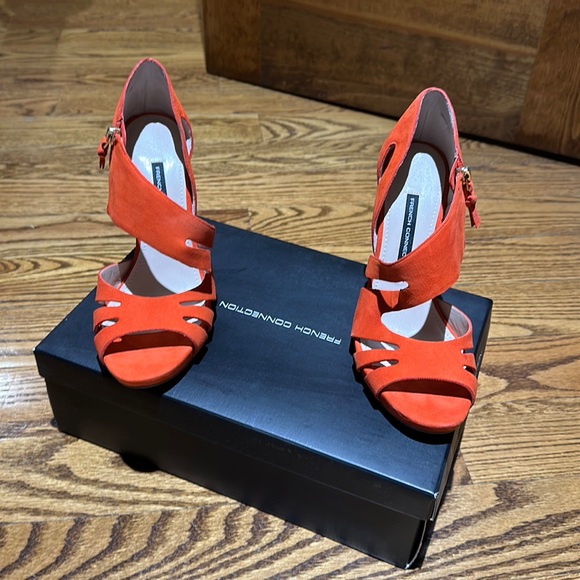French Connection Shoes - Orange French Connection Suede Heels